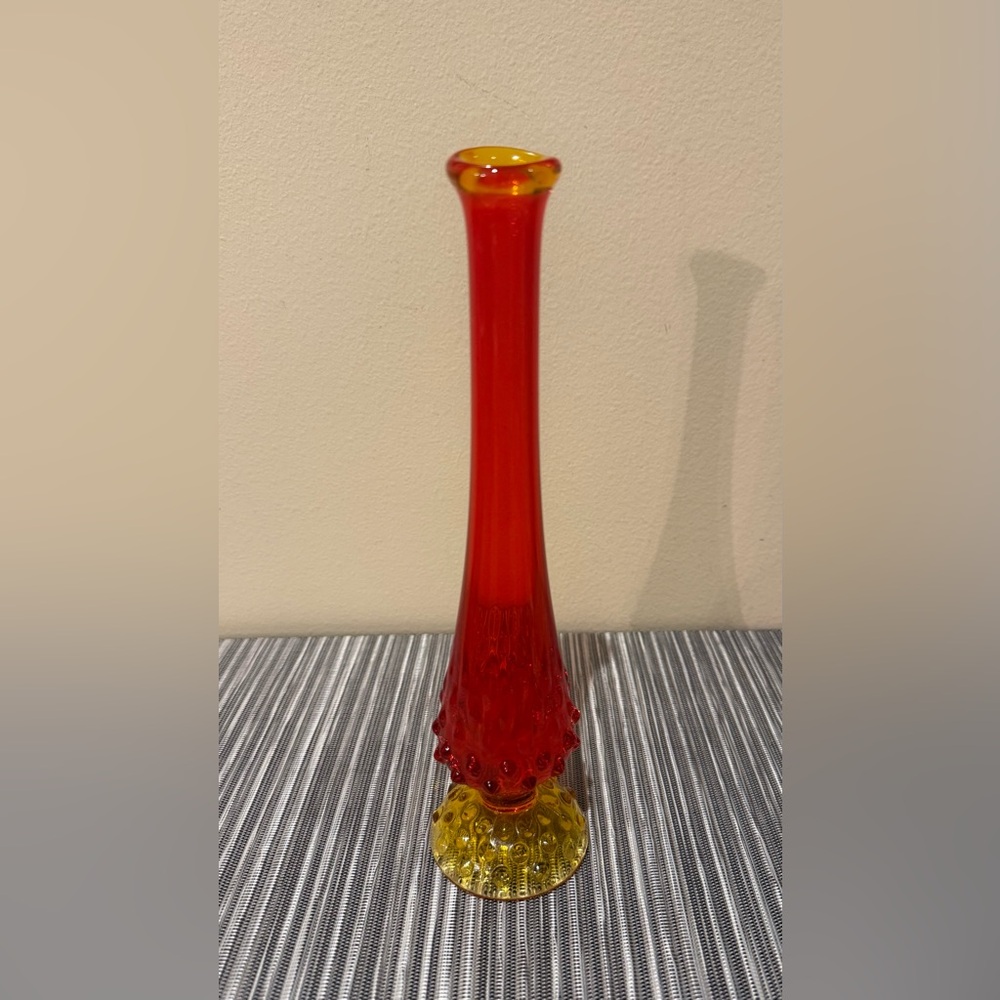 Fenton Amberina Hobnail Swung Vase